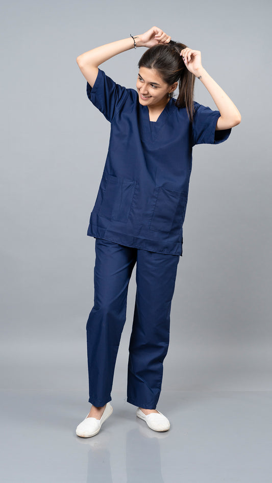 Vastramedwear Basic Medical Scrub Suit for Doctors Women  Navy Blue