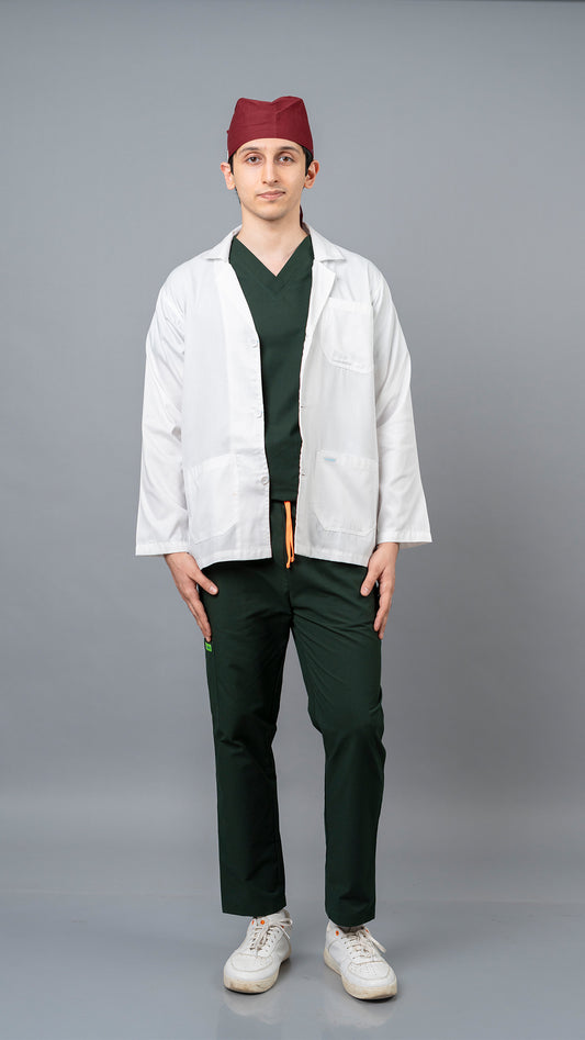 VastraMedwear Full Sleeves Lab Coat/ Apron for Chemistry Lab and Medical Students Men