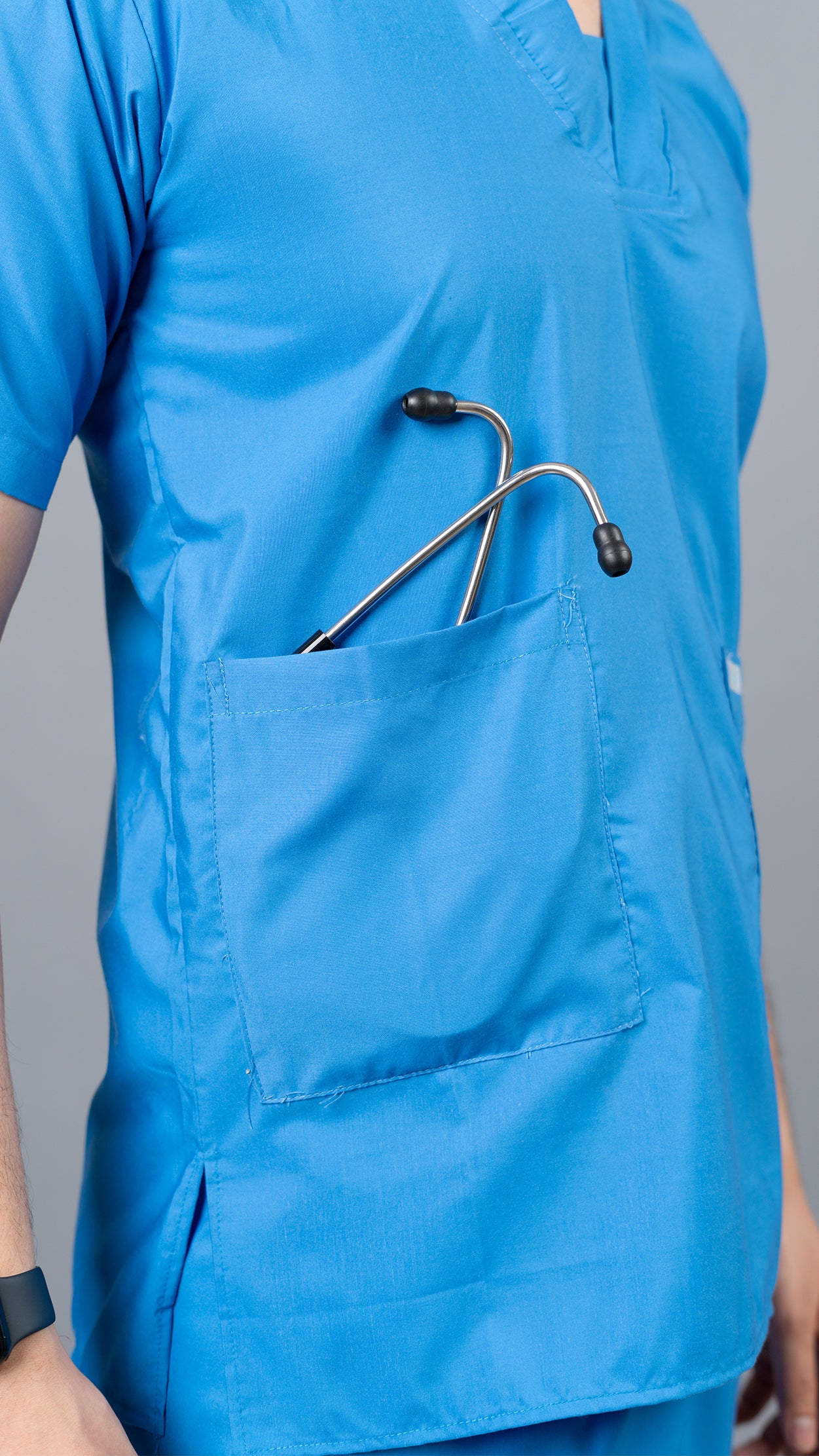 Vastramedwear Basic Medical Scrub Suit for Doctors Men Sky Blue
