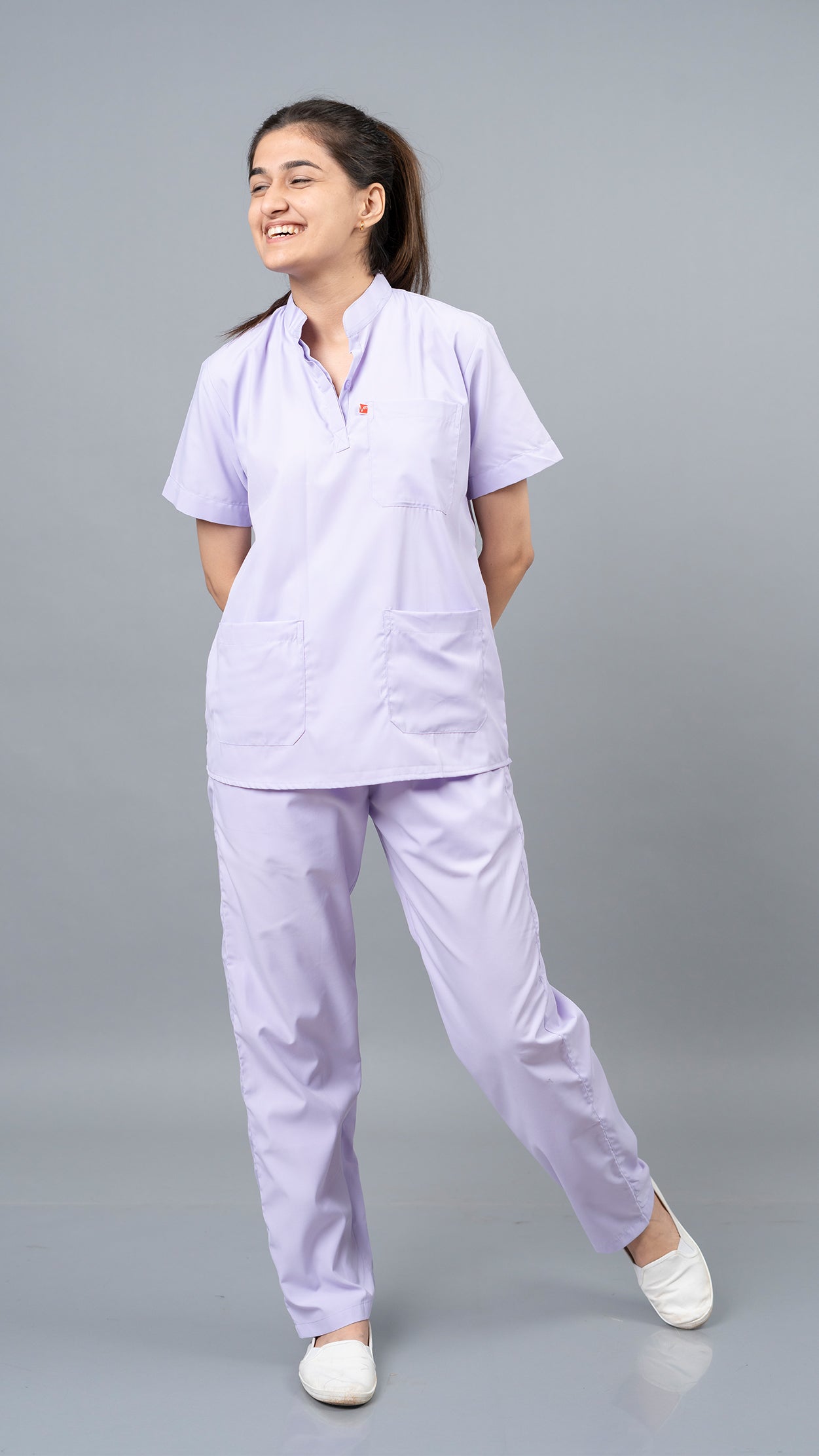 Vastramedwear’s Lavender Women's Mandarin Collar Scrub Suit for Doctors