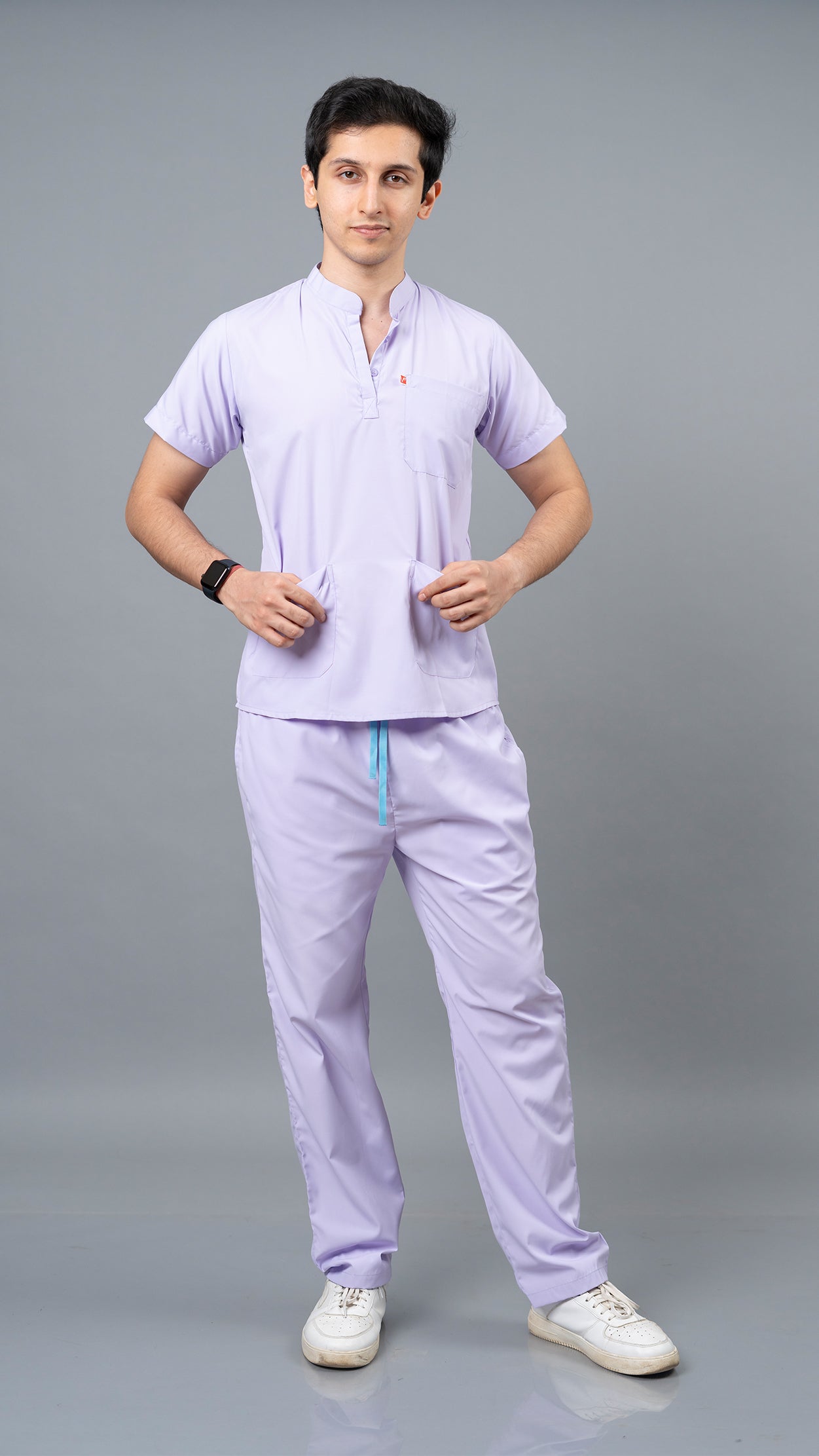 Vastramedwear’s Lavender Men's Mandarin Collar Scrub Suit for Doctors