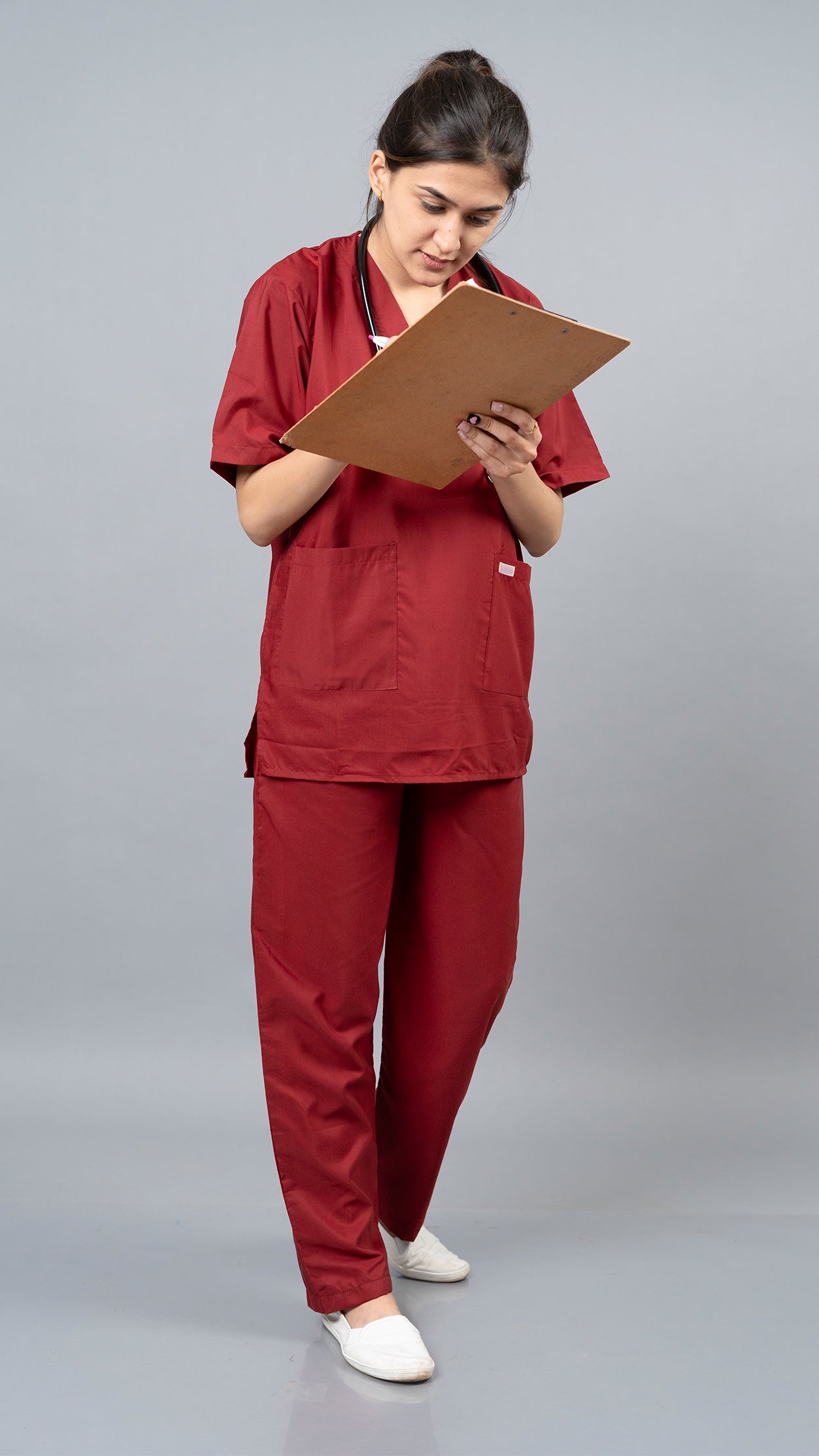Vastramedwear Basic Medical Scrub Suit for Doctors Women  Maroon