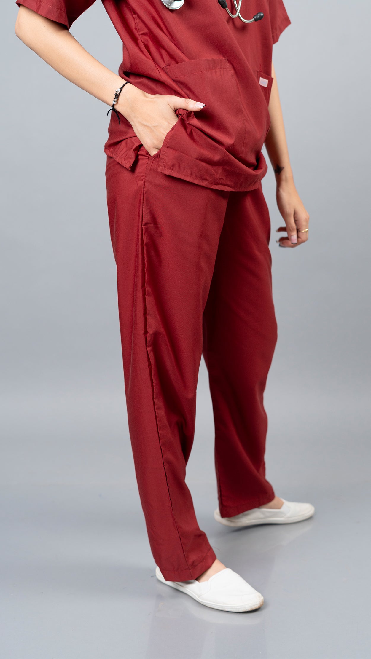 Vastramedwear Basic Medical Scrub Suit for Doctors Women  Maroon