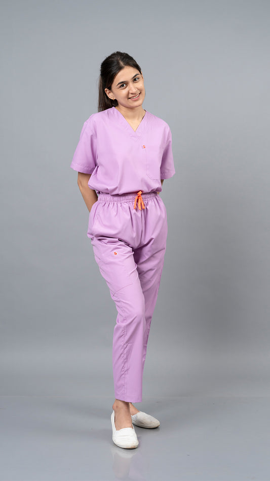 Vastramedwear’s Lavender Women's V Neck Scrub Suit
