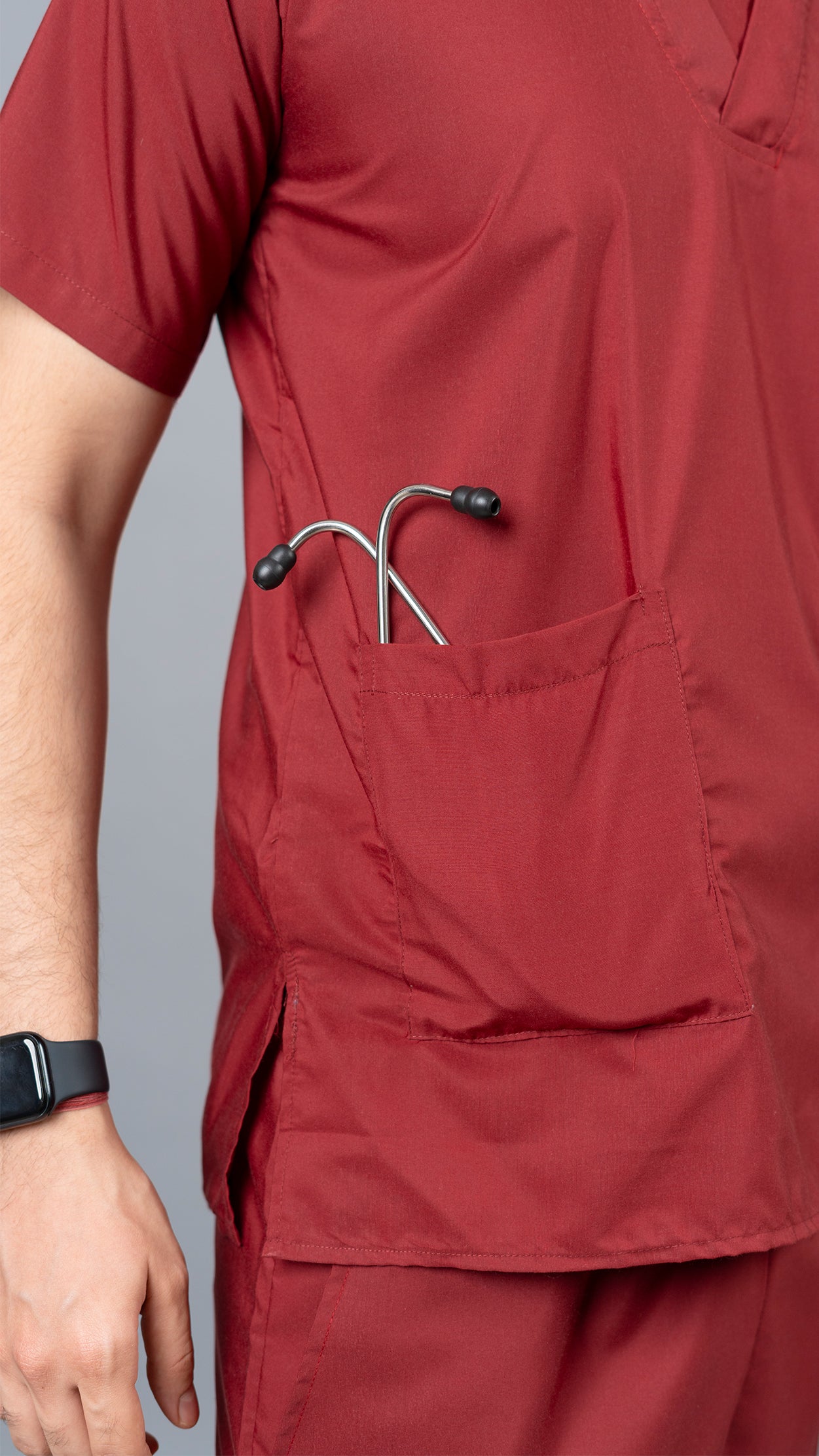 Vastramedwear Basic Medical Scrub Suit for Doctors Mens Maroon