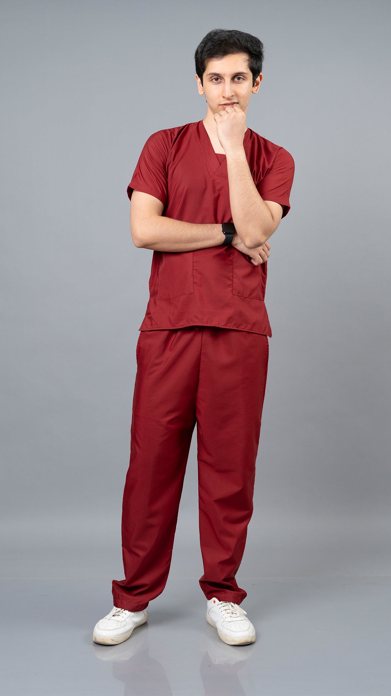 Vastramedwear Basic Medical Scrub Suit for Doctors staff Mens Maroon