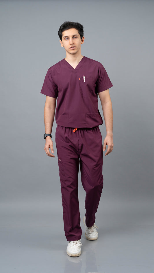 Vastramedwear Medical Scrub Suit for Doctors Men Wine
