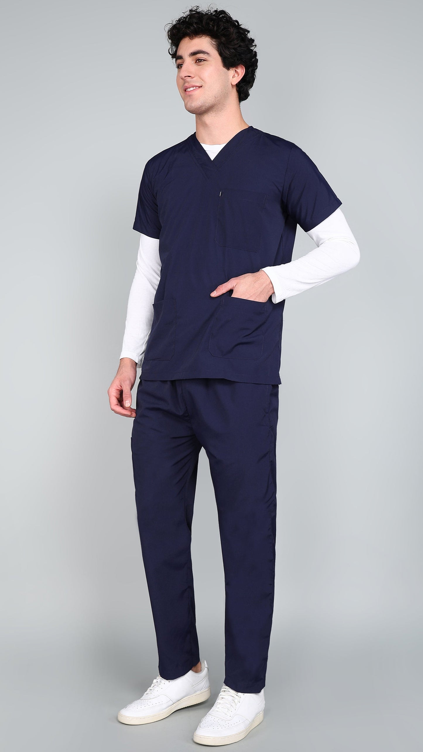 Vastramedwear Premium Medical Scrub Suit for Doctors Men Navy Blue