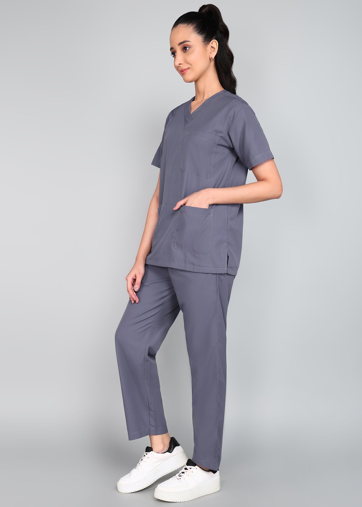Vastramedwear Medical Scrub Suit for Doctors Women Grey