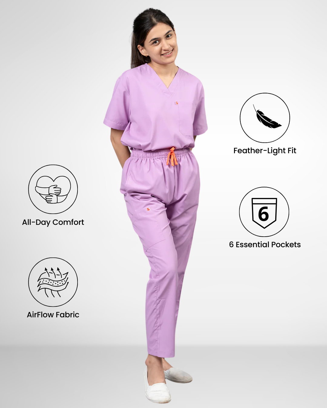 Vastramedwear’s Lavender Women's V Neck Scrub Suit