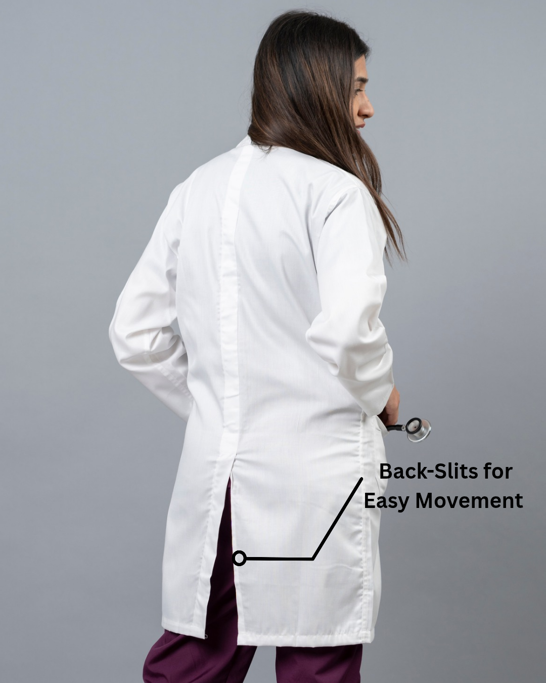 VastraMedwear Full Sleeves Knee length Lab Coat/Apron for Chemistry Lab and Medical Students Women