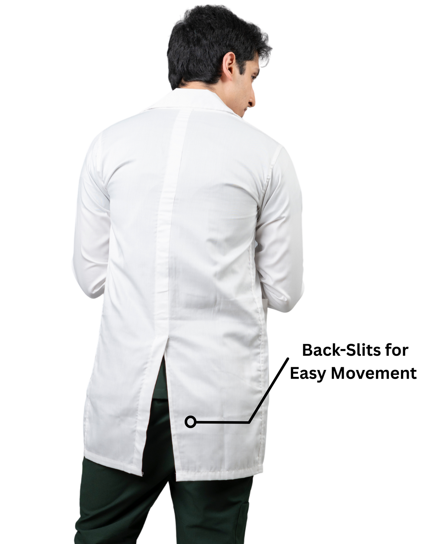 VastraMedwear Full Sleeves Knee length Lab Coat/ Apron for Chemistry Lab and Medical Students Men