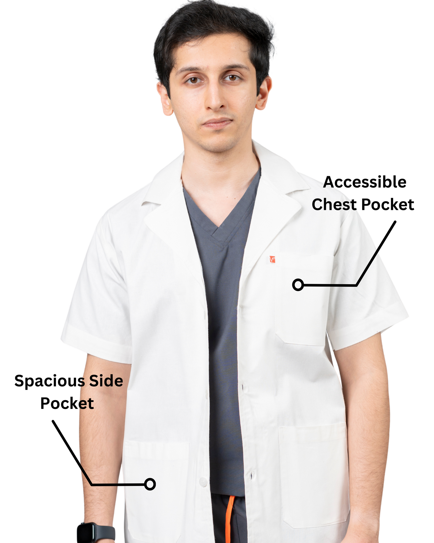 VastraMedwear Half Sleeves Lab Coat/ Apron for Chemistry Lab and Medical Students Men