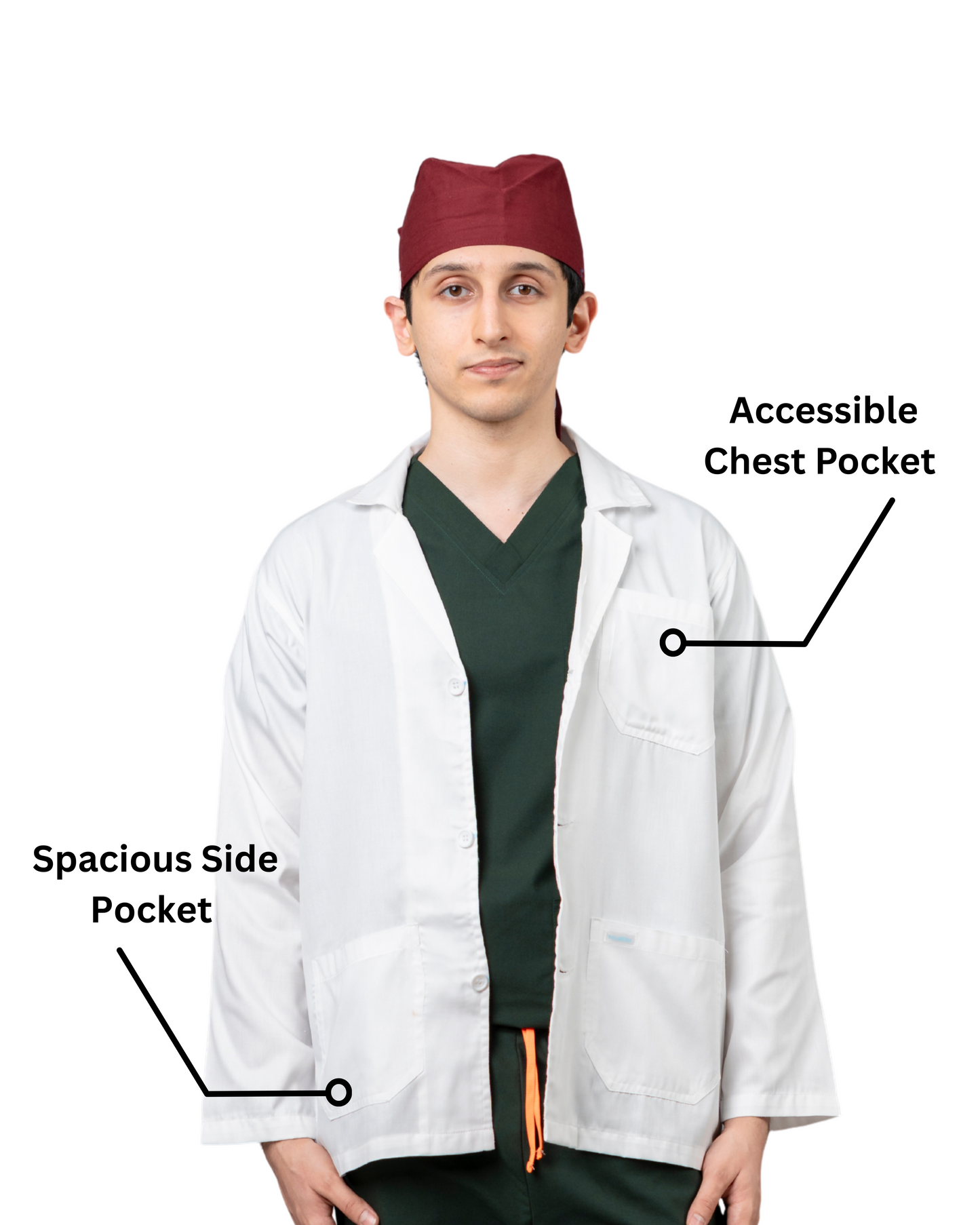 VastraMedwear Full Sleeves Lab Coat/ Apron for Chemistry Lab and Medical Students Men