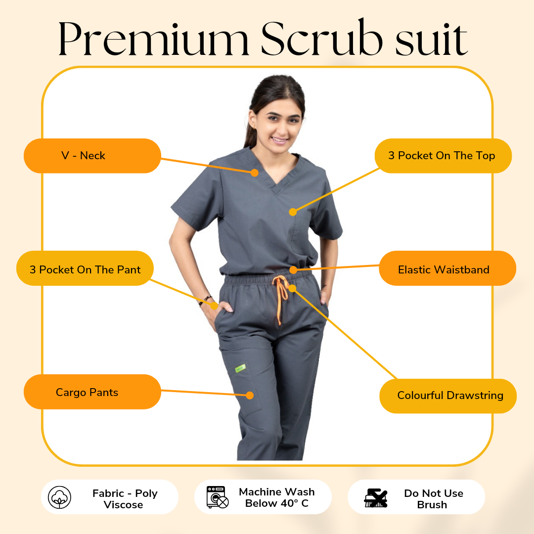 Vastramedwear Medical Scrub Suit for Doctors Women Grey