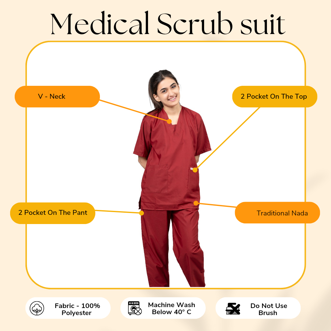 Vastramedwear Basic Medical Scrub Suit for Doctors Women  Maroon