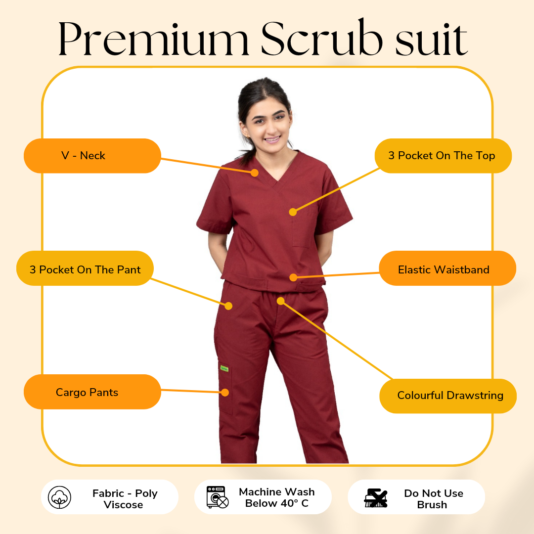 Vastramedwear Medical Scrub Suit for Doctors Women Maroon