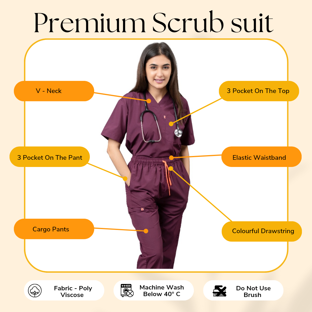 Vastramedwear Womaniya Medical Scrub Suit for Doctors Women Wine