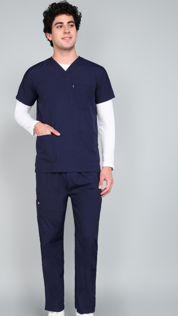 Vastramedwear Premium Medical Scrub Suit for Doctors Men Navy Blue