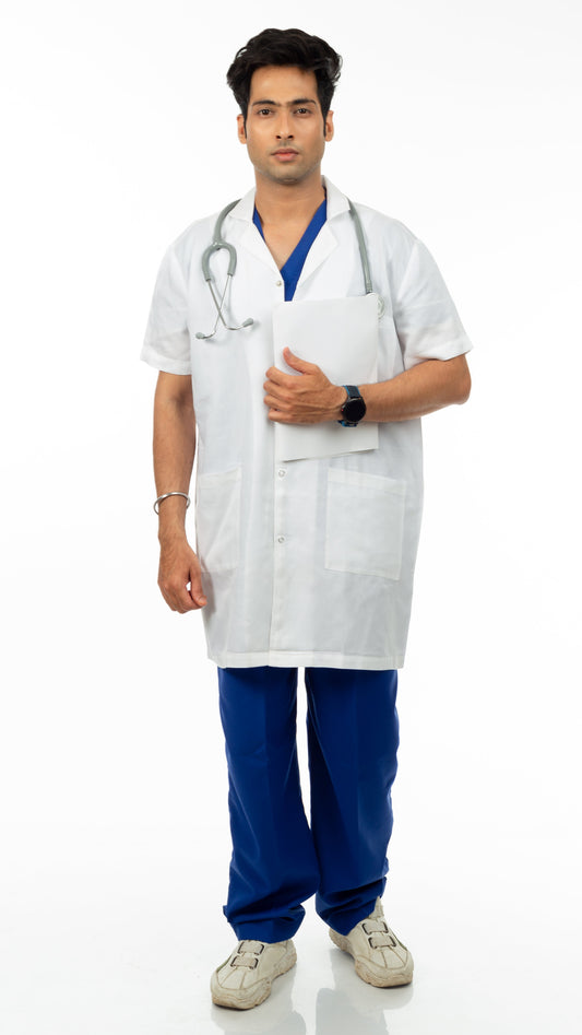 VastraMedwear Long Knee Length Apron - Half Sleeves