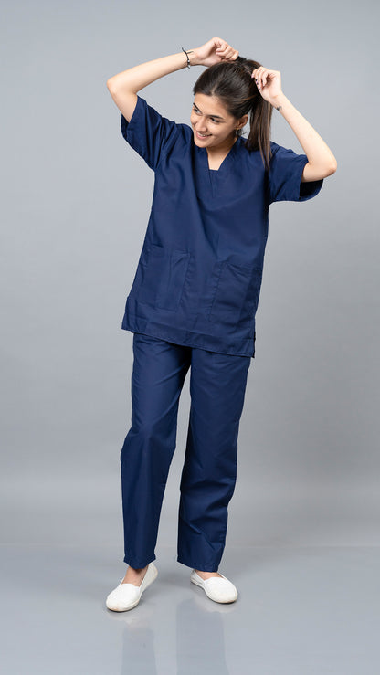 Vastramedwear Basic Medical Scrub Suit for Doctors Women  Navy Blue