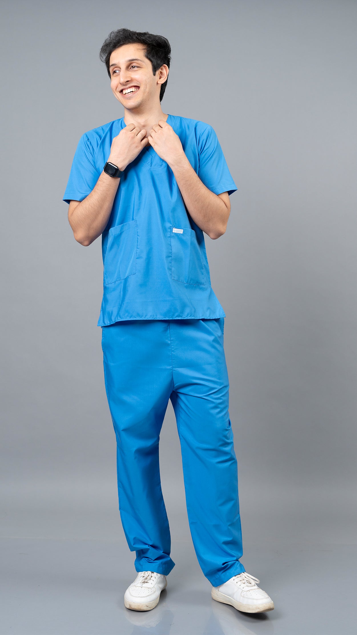 Vastramedwear Basic Medical Scrub Suit for Doctors and Staff Men Sky Blue