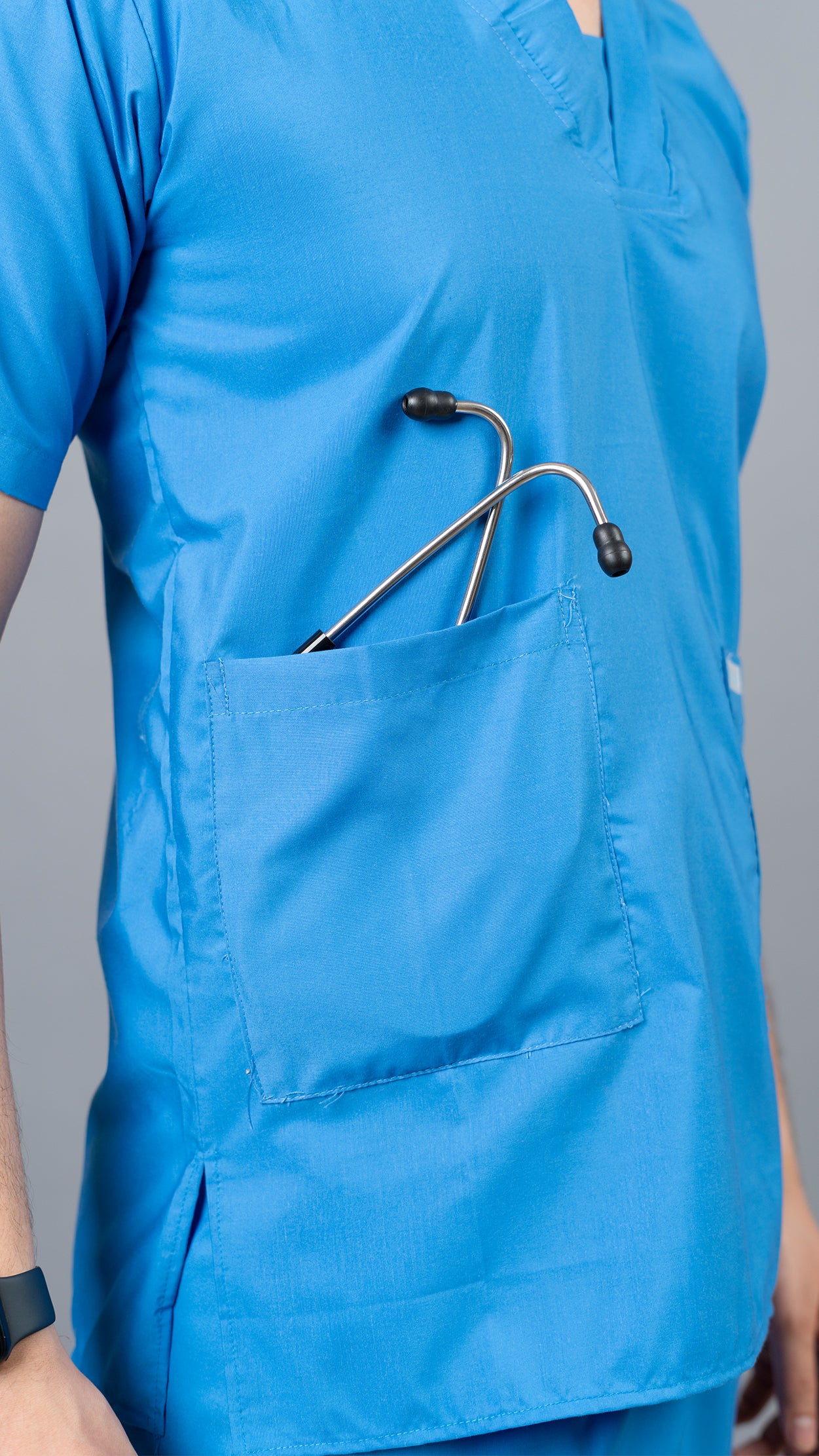 Vastramedwear Basic Medical Scrub Suit for Doctors and Staff Men Sky Blue