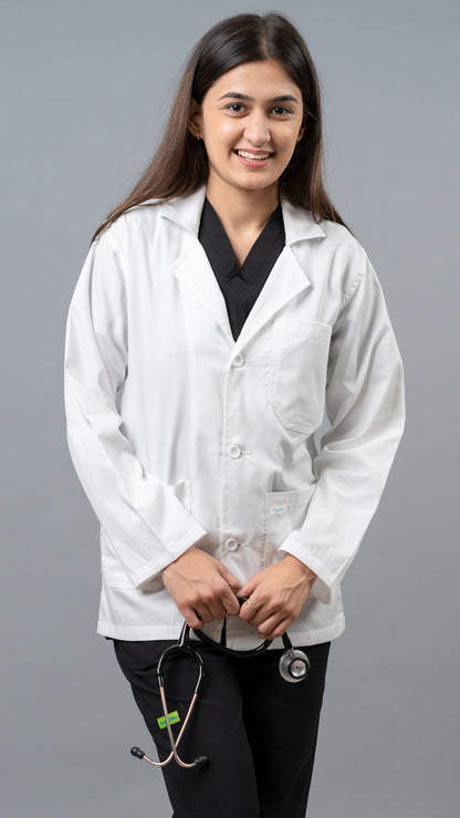 VastraMedwear Full Sleeves Lab Coat/Apron for Chemistry Lab and Medical Students Women