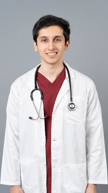 VastraMedwear Full Sleeves Knee length Lab Coat/ Apron for Chemistry Lab and Medical Students Men