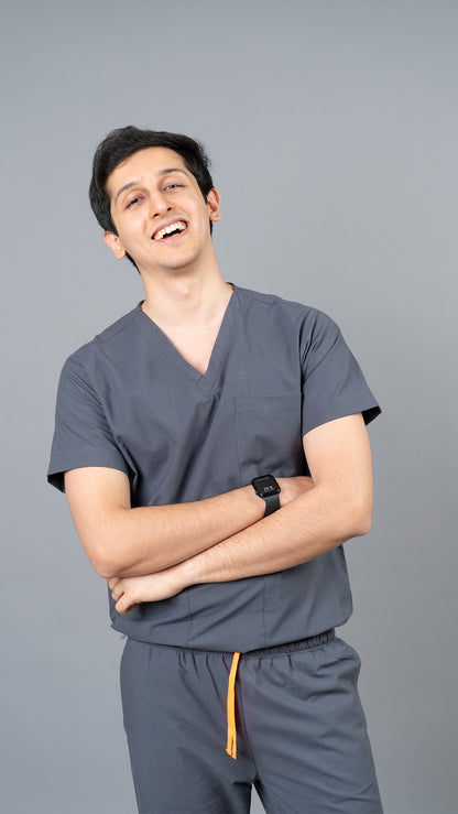 Vastramedwear Medical Scrub Suit for Doctors Men Grey