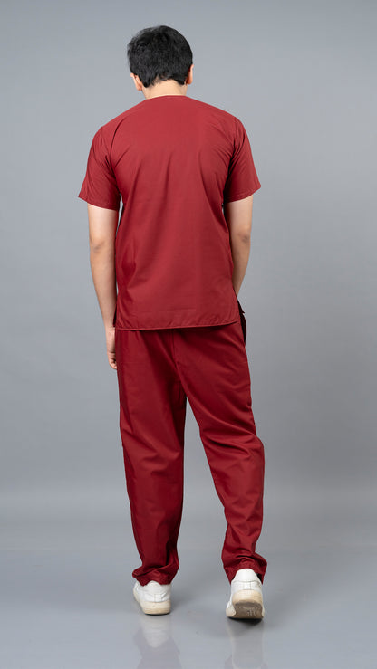 Vastramedwear Basic Medical Scrub Suit for Doctors staff Mens Maroon