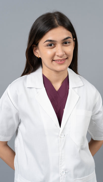 VastraMedwear Half Sleeves Lab Coat/Apron for Chemistry Lab and Medical Students Women