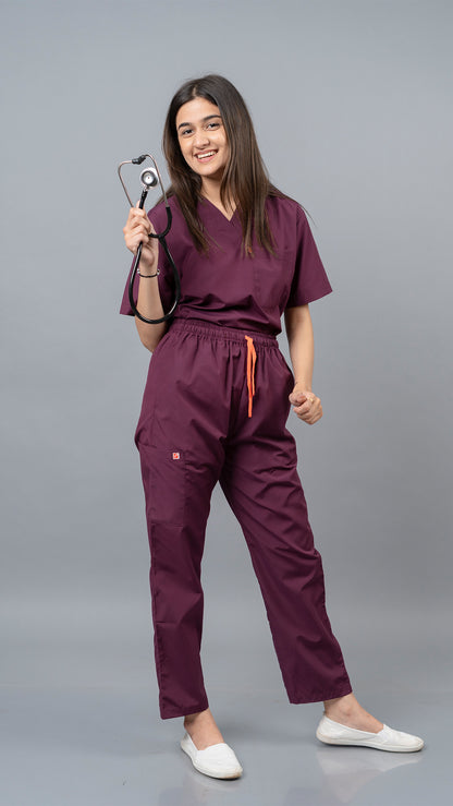 Vastramedwear Medical Scrub Suit for Doctors Women Wine