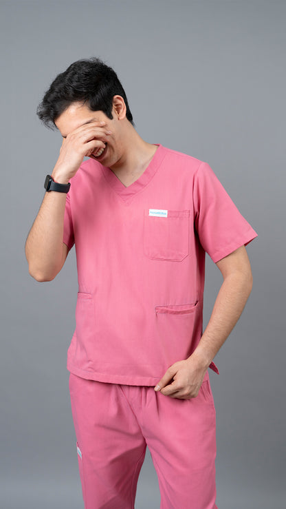 Vastramedwear Medical Scrub Suit for Doctors Men Pink – VastraMedWear