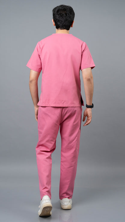 Vastramedwear Medical Scrub Suit for Doctors Men Pink