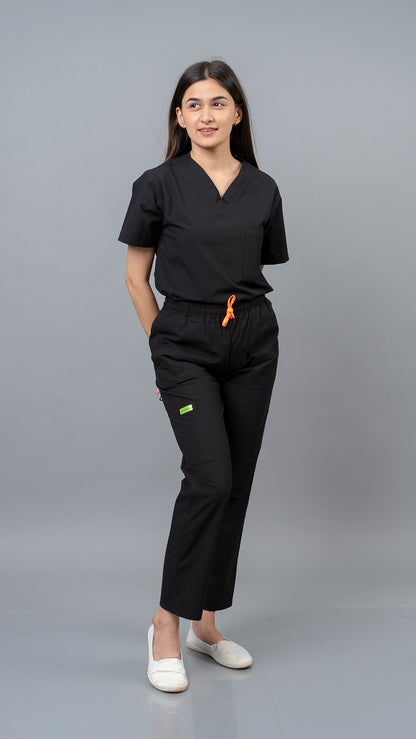 Vastramedwear Medical Scrub Suit for Doctors Women Black