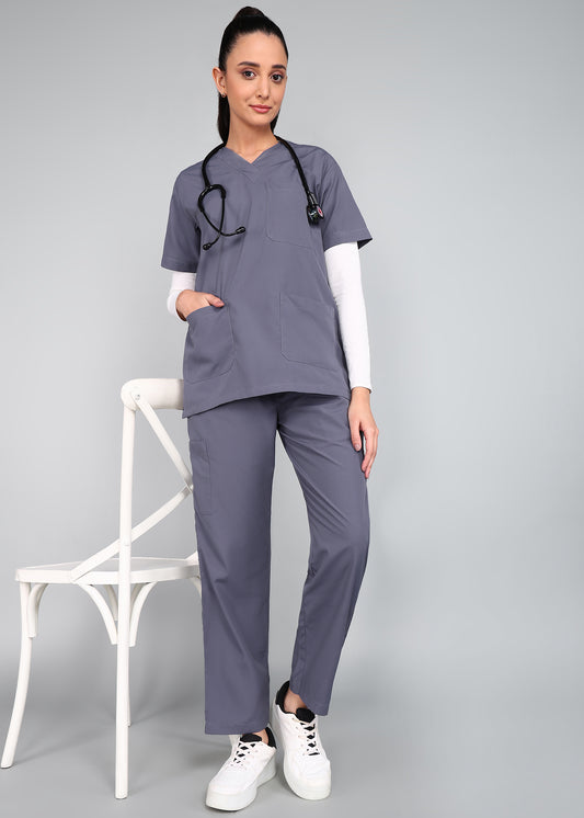 Vastramedwear Medical Scrub Suit for Doctors Women Grey