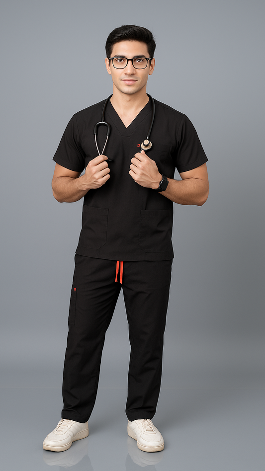 Vastramedwear Medical Scrub Suit for Doctors Men Black