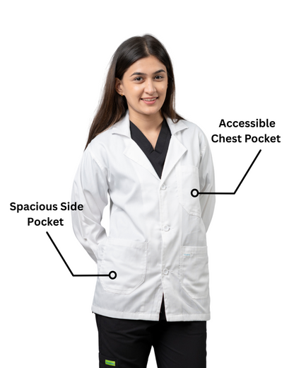 VastraMedwear Full Sleeves Lab Coat/Apron for Chemistry Lab and Medical Students Women