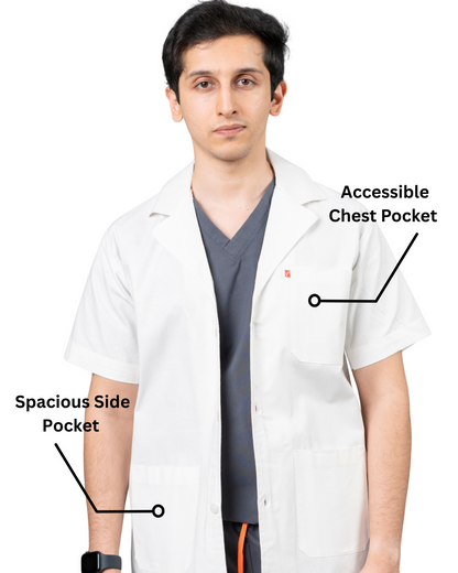 VastraMedwear Half Sleeves Lab Coat/ Apron for Chemistry Lab and Medical Students Men