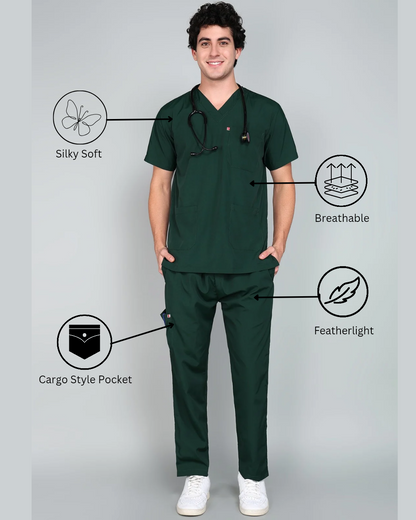 Vastramedwear Medical Scrub Suit for Doctors Men Green