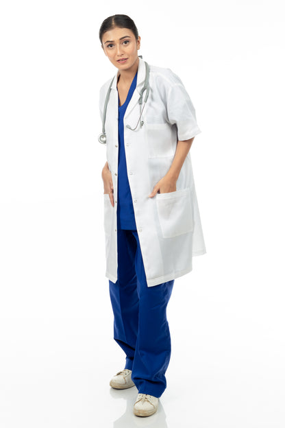 VastraMedwear Long Knee Length Apron - Half Sleeves