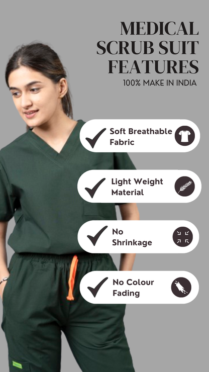 Vastramedwear Medical Scrub Suit for Doctors Women Green