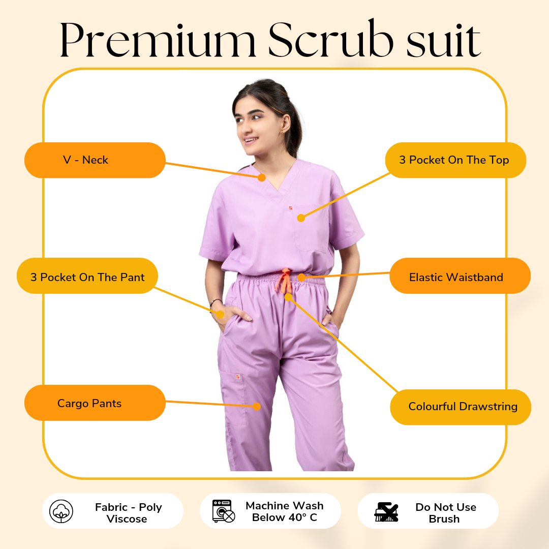 Vastramedwear’s Lavender Women's V Neck Scrub Suit
