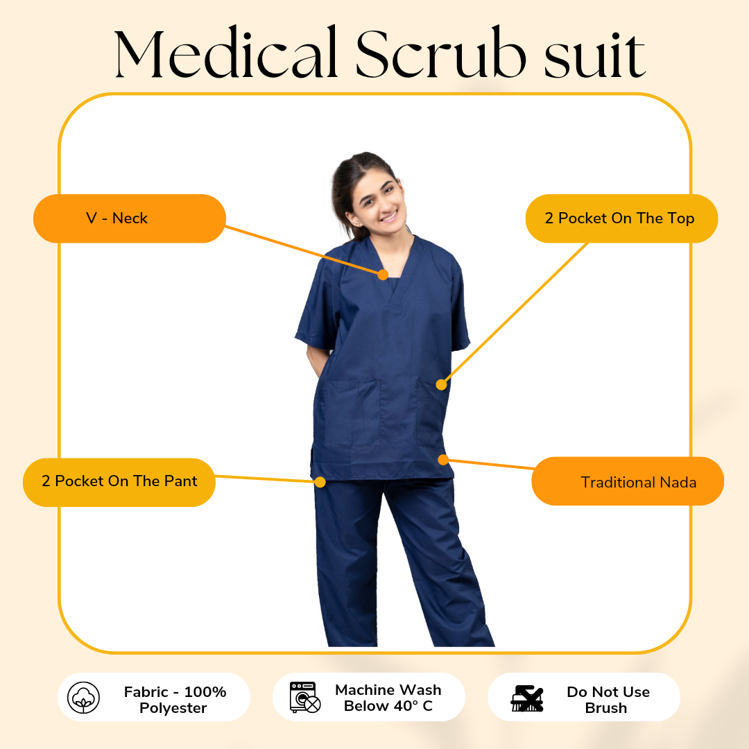 Vastramedwear Basic Medical Scrub Suit for Doctors Women  Navy Blue