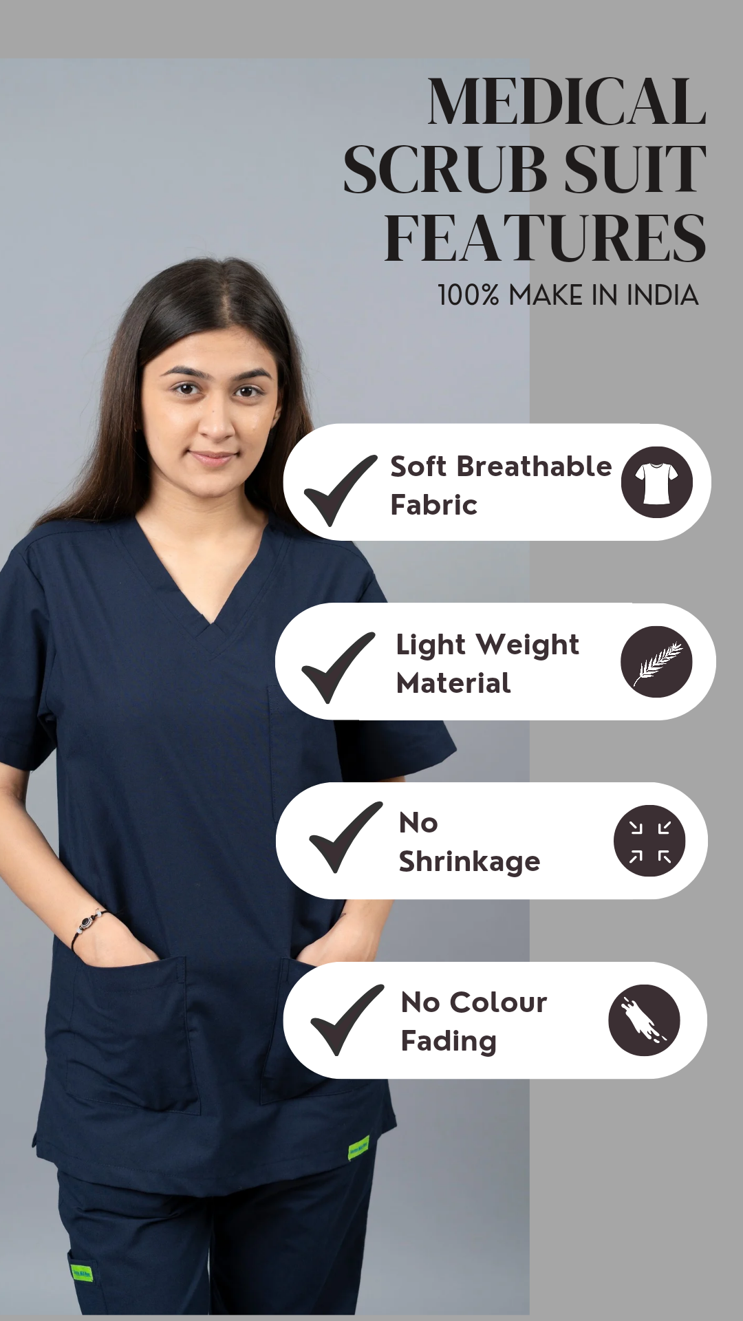 Vastramedwear Medical Scrub Suit for Doctors Women Blue