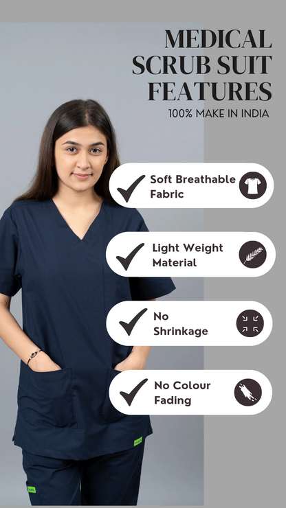 Vastramedwear Medical Scrub Suit for Doctors Women Blue