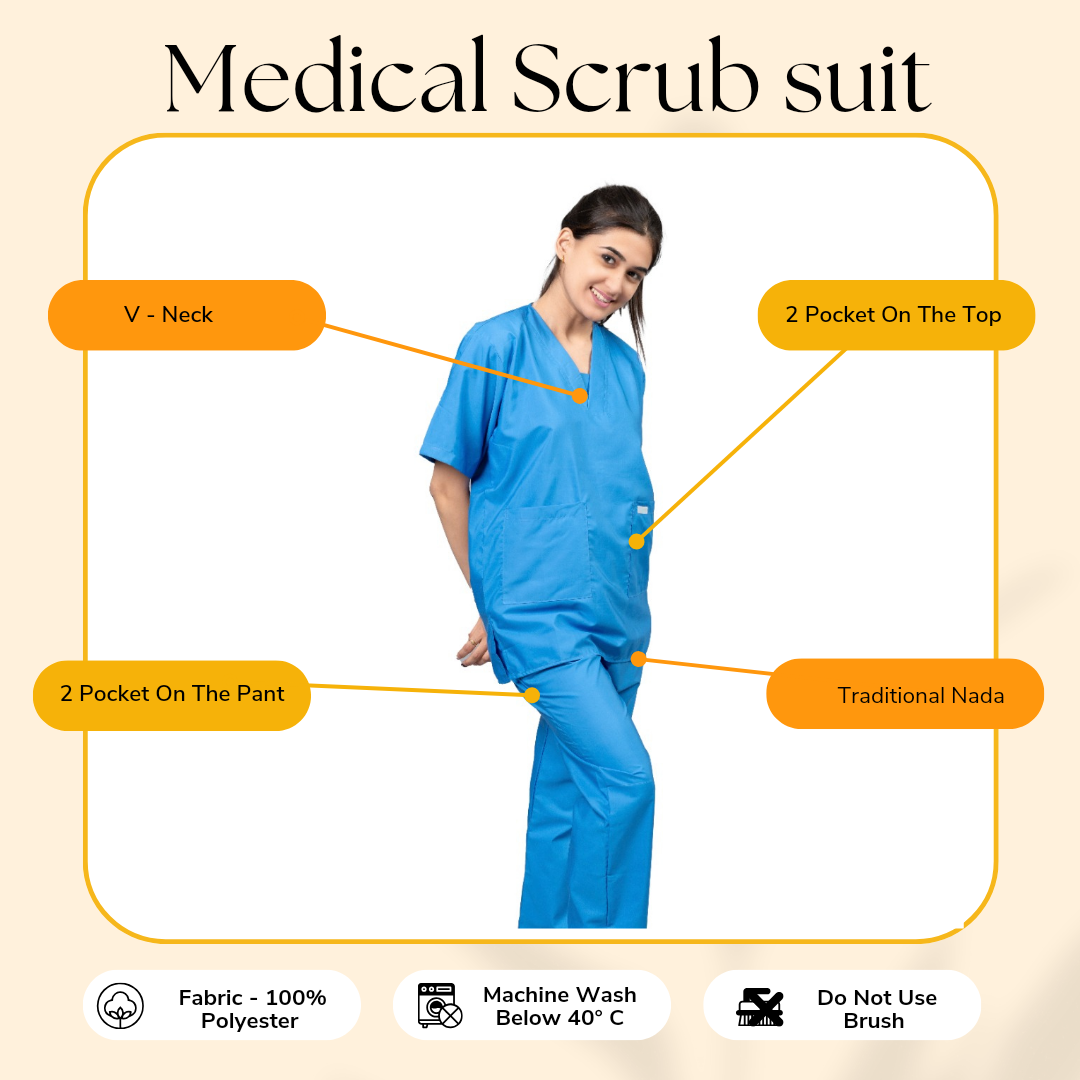 Vastramedwear Basic Medical Scrub Suit for Doctors Women Sky Blue