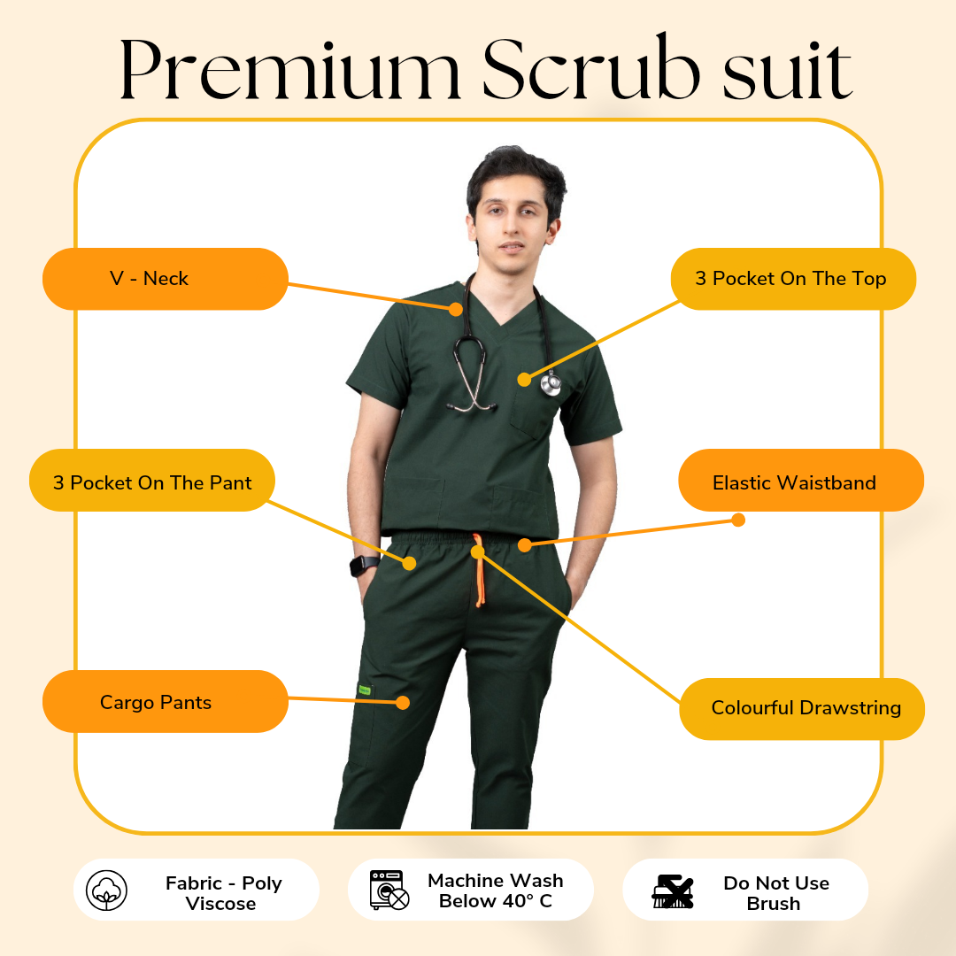 Vastramedwear Medical Scrub Suit for Doctors Men Green