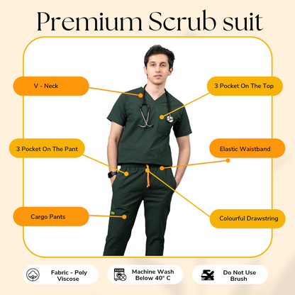 Vastramedwear Medical Scrub Suit for Doctors Men Green
